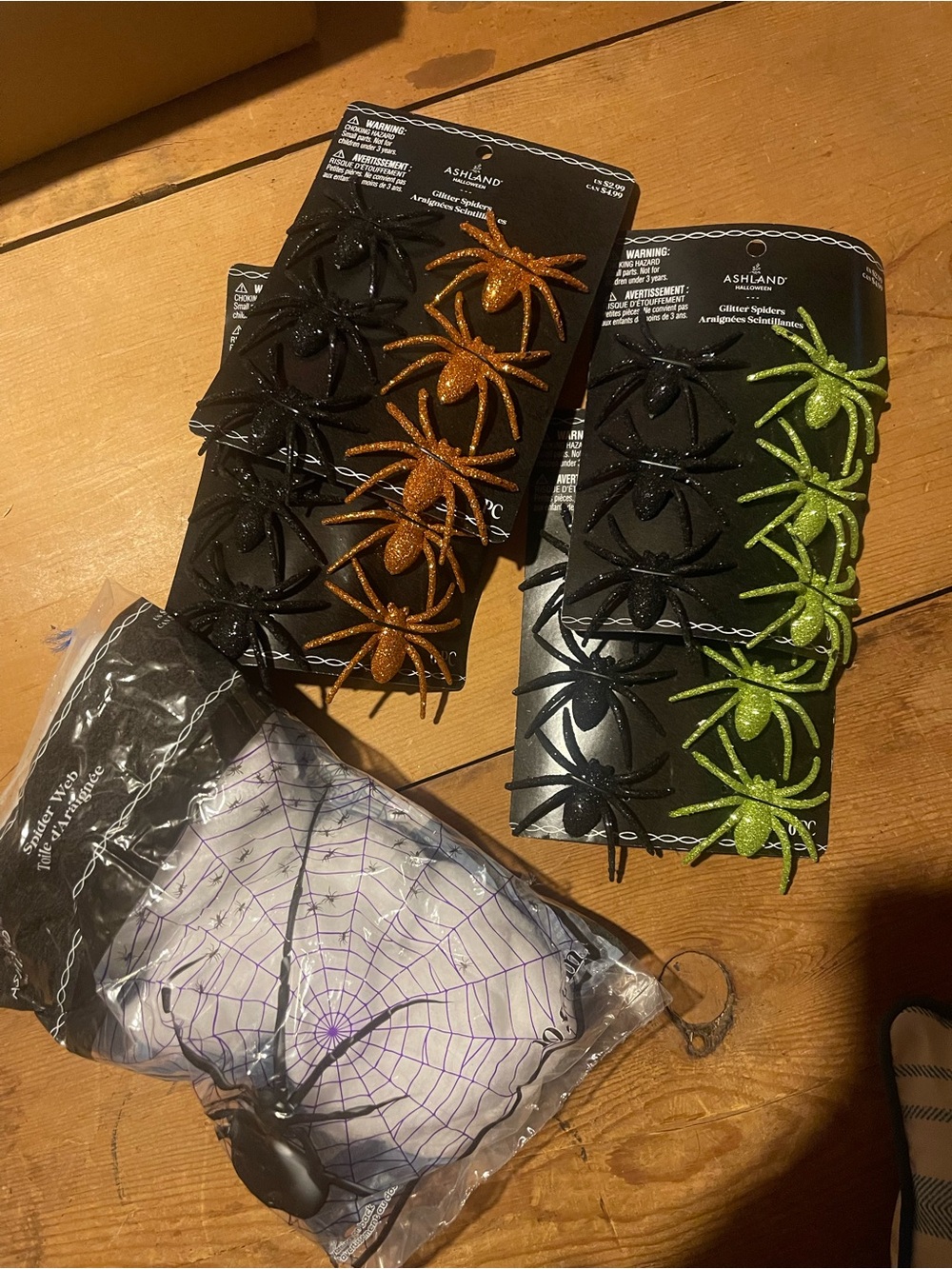 Ashland Halloween black, green, orange glitter spiders lot